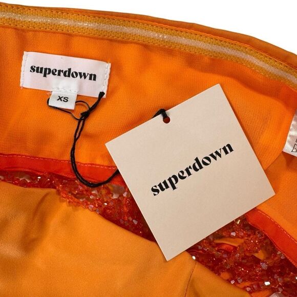NEW Superdown Evie Beaded Crop Top Orange Size XS - Picture 4 of 6
